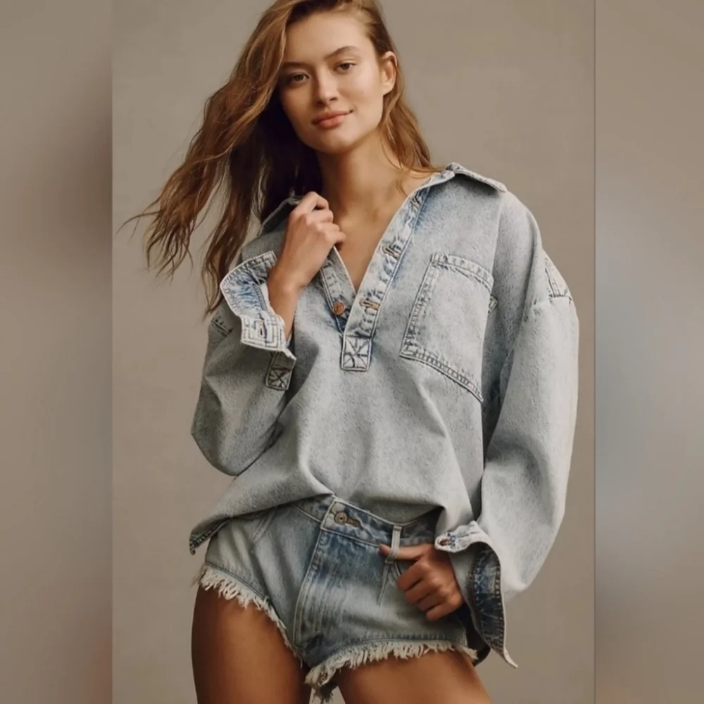 NWT Anthropologie Pilcro Pitched Micro Denim Shorts, Size 29 - Picture 9 of 13